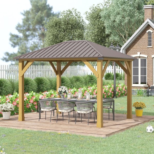 10x12 Hardtop Gazebo with Wooden Frame Permanent Metal Roof Gazebo Canopy - Image 6