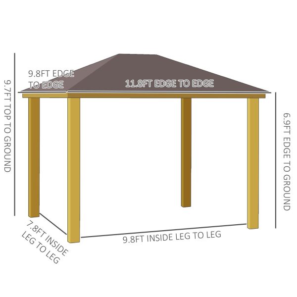 10x12 Hardtop Gazebo with Wooden Frame Permanent Metal Roof Gazebo Canopy - Image 5