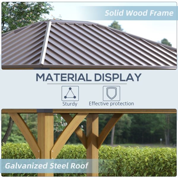 10x12 Hardtop Gazebo with Wooden Frame Permanent Metal Roof Gazebo Canopy - Image 4