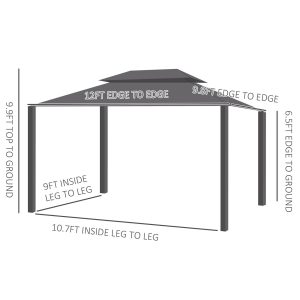 10x12 Hardtop Gazebo with Aluminum Frame Metal Roof Canopy Netting Sidewalls - Image 4