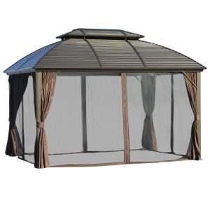 10x12 Hardtop Gazebo with Aluminum Frame Metal Roof Canopy Netting Sidewalls - Image 3