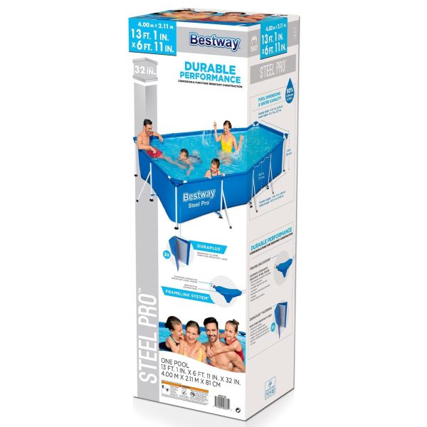 Bestway Steel Pro 13' x 7' x 32" Rectangular Above Ground Outdoor Swimming Pool - Image 3