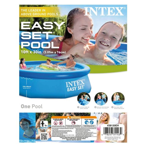 Intex Easy Set 10 Foot x 30 Inch Above Ground Inflatable Round Swimming Pool - Image 4