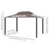 Outsunny 10' X 13' Patio Gazebo Aluminum Mesh Netting 2 Tier Polyester Roof Coffee - Image 6