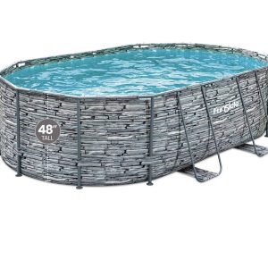 Bestway Above Ground Power Steel Oval Pool Set with Accessory Kit