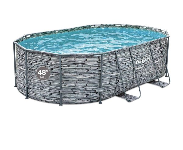 Bestway Above Ground Power Steel Oval Pool Set with Accessory Kit