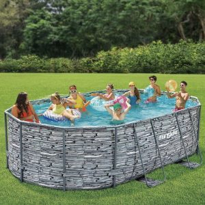 Bestway Above Ground Power Steel Oval Pool Set with Accessory Kit - Image 4