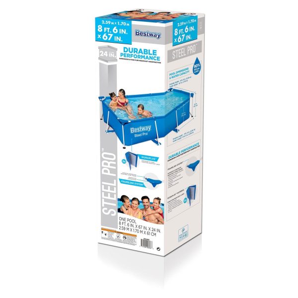 Bestway Steel Pro 8.5'x67"x24" Rectangular Above Ground Outdoor Swimming Pool - Image 4