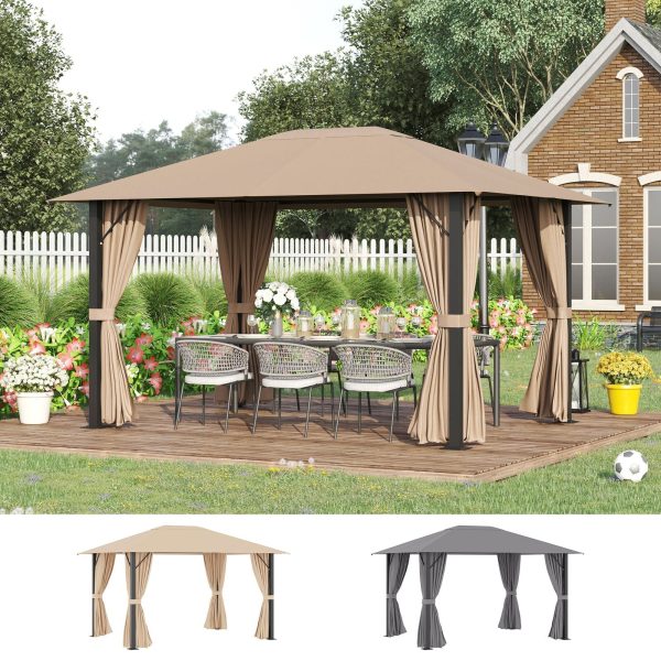 Outsunny 13' X 10' Patio Gazebo Outdoor Canopy Shelter Vented Roof Curtains - Image 5