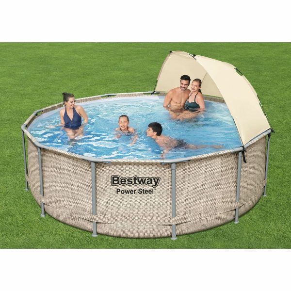 Bestway Power Steel 13' x 42" Above Ground Outdoor Swimming Pool Set with Canopy - Image 7