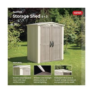 Keter Factor Storage Shed Large Resin Steel Outdoor Backyard - Image 7