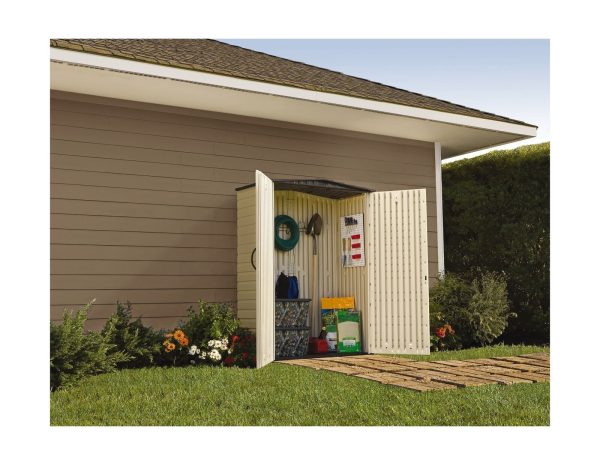 Rubbermaid Storage Shed 5 x 2ft Resin Plastic Sandstone Outdoor - Image 5