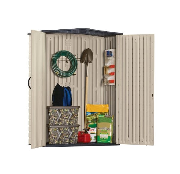 Rubbermaid Storage Shed 5 x 2ft Resin Plastic Sandstone Outdoor - Image 4