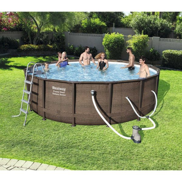 Bestway Power Steel 14' x 42" Above Ground Outdoor Swimming Pool Set with Pump - Image 5