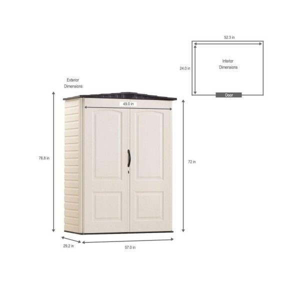 Rubbermaid Storage Shed 5 x 2ft Resin Plastic Sandstone Outdoor - Image 2