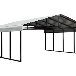 Arrow Sheds Steel Carport - 20 ft. x 20 ft. x 7 ft. Eggshell Black