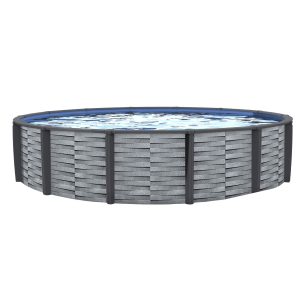 Blue Wave Affinity 24-ft Round 52-in Deep 7-in Top Rail Resin Swimming Pool Package