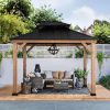 Sunjoy Outdoor Patio Black 2-Tier Wooden Frame Backyard Hardtop Gazebo with Ceiling Hook - Image 2