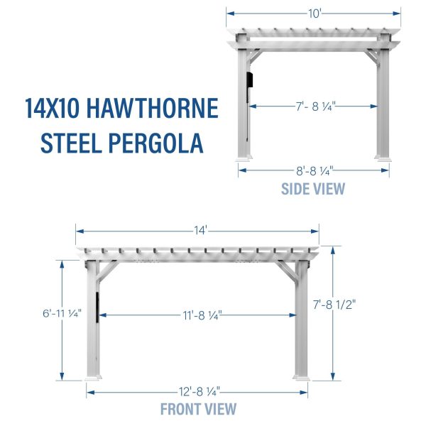 14×10 Hawthorne Traditional Steel Pergola With Sail Shade Soft Canopy - Image 3
