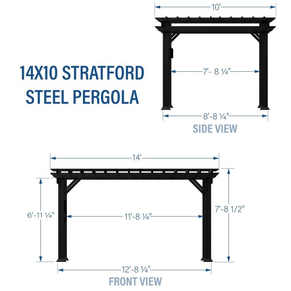 14×10 Stratford Traditional Steel Pergola With Sail Shade Soft Canopy - Image 3