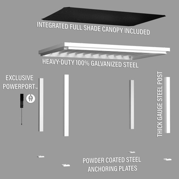 14×10 Windham Modern Steel Pergola With Sail Shade Soft Canopy - Image 19