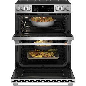 Cafe 30" Slide-In Front Control Induction Double Oven Range - Stainless Steel with Brushed Stainless Steel Handles and Knobs - Image 3