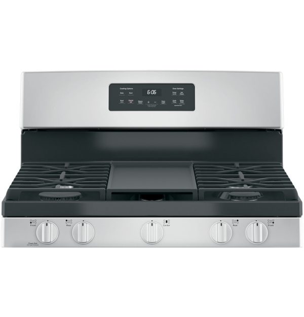 GE 30" Free-Standing Gas Range with Edge to Edge Cooktop - Stainless Steel - Image 5