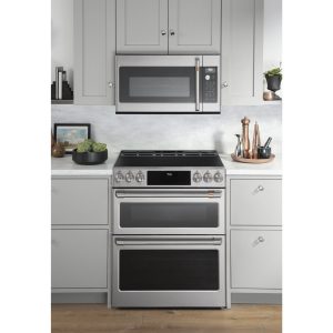 Cafe 30" Slide-In Front Control Induction Double Oven Range - Stainless Steel with Brushed Stainless Steel Handles and Knobs - Image 7