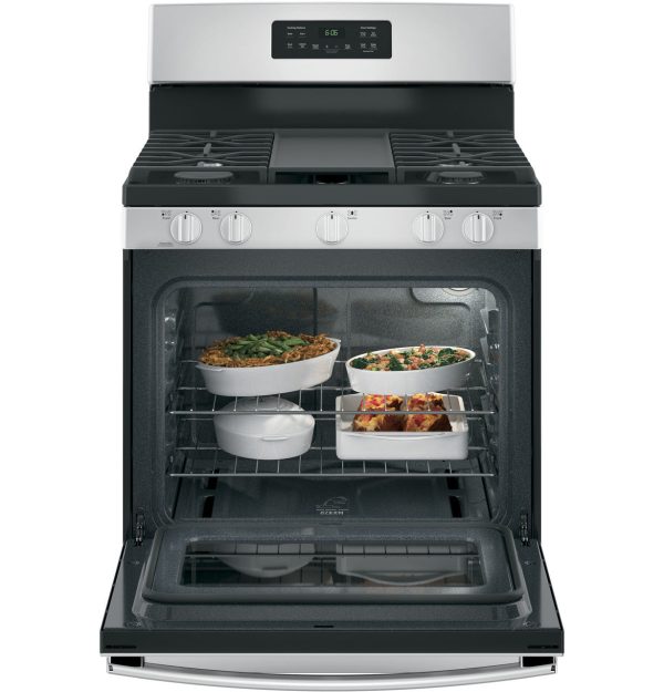 GE 30" Free-Standing Gas Range with Edge to Edge Cooktop - Stainless Steel - Image 3