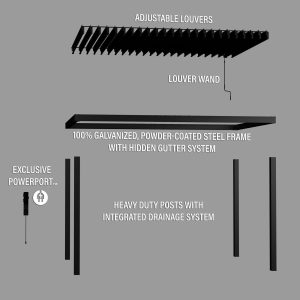 14×10 Sarasota Steel Louvered Pergola - Image 16