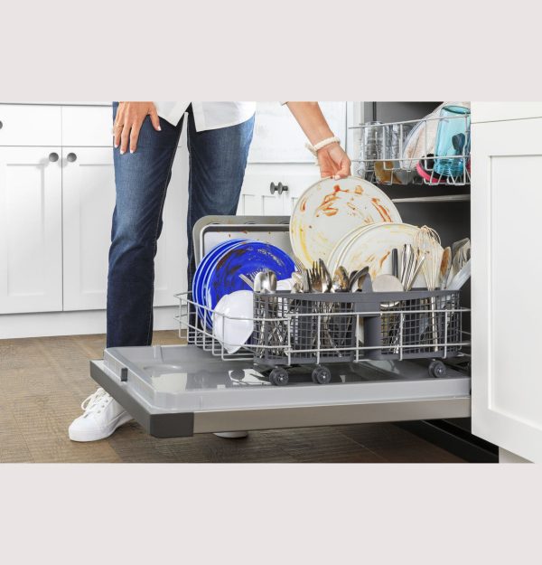 GE 24" Front Control Dishwasher with Steam Sanitize and 4 Wash Cycles - 55 dBa - Stainless Steel - Image 7