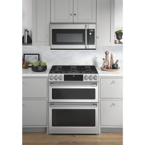 Cafe 30" Slide-In Gas Range with Double Oven and Front Controls - Stainless Steel with Brushed Stainless Steel Handles and Knobs - Image 7