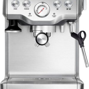 Breville – the Infuser Manual Espresso Machine with 15 bars of pressure, Milk Frother and Water filtration – Silver –
