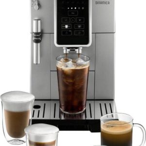 DeLonghi Black Dinamica Espresso Machine with Iced Coffee and Manual Milk Frother