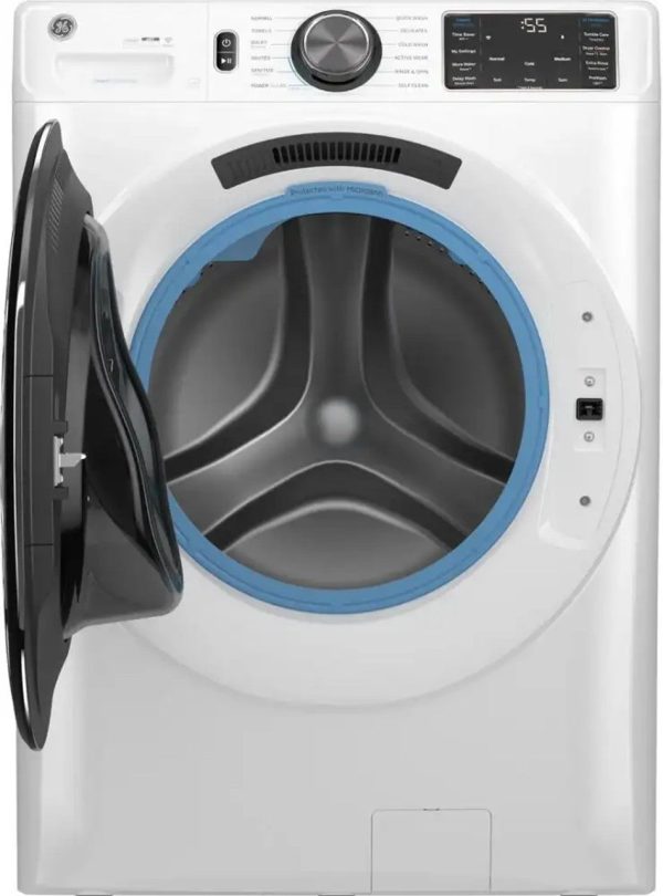 GE 28" Smart Front Load Washer 5.0 cu. ft. with Steam and Sanitize Cycles - White - Image 2