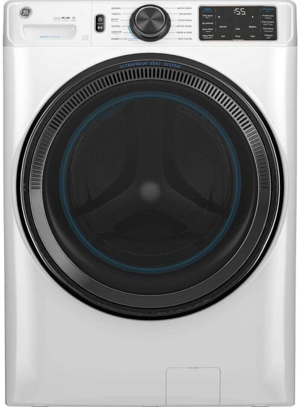 GE 28" Smart Front Load Washer 5.0 cu. ft. with Steam and Sanitize Cycles - White