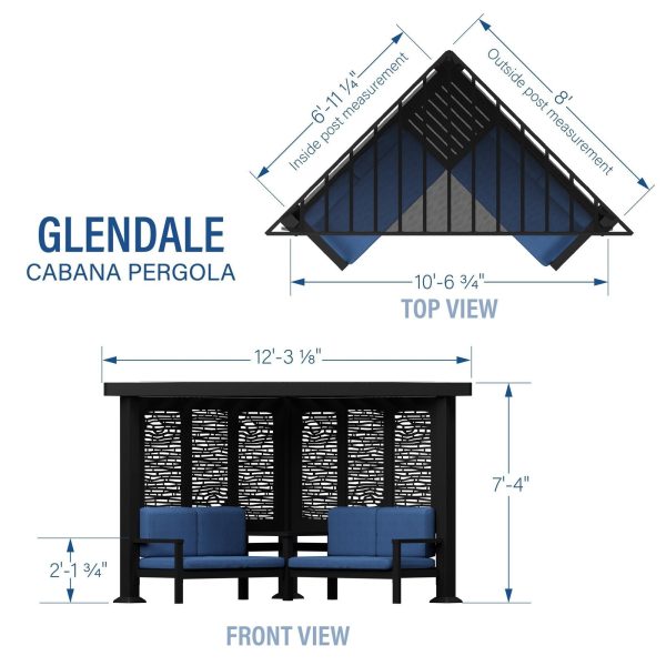 Glendale Modern Steel Cabana Pergola with Conversational Seating - Image 5