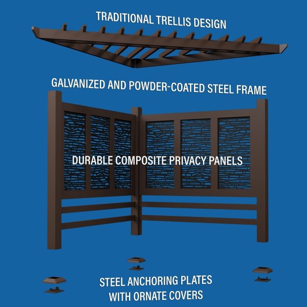 Hampton Traditional Steel Cabana Pergola - Image 9
