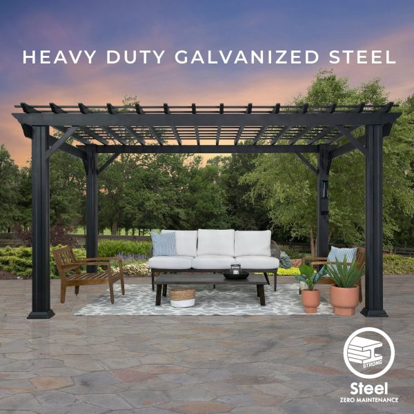 14×10 Stratford Traditional Steel Pergola With Sail Shade Soft Canopy - Image 8