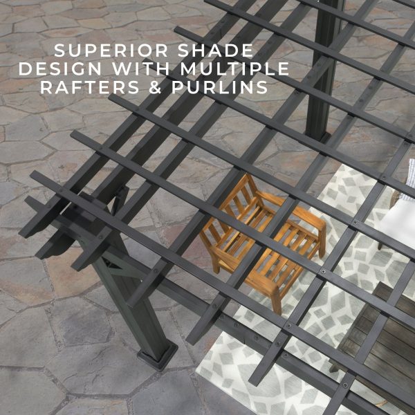 14×10 Stratford Traditional Steel Pergola With Sail Shade Soft Canopy - Image 11