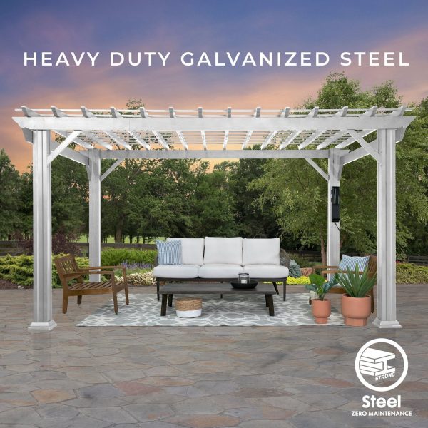 14×10 Hawthorne Traditional Steel Pergola With Sail Shade Soft Canopy - Image 8