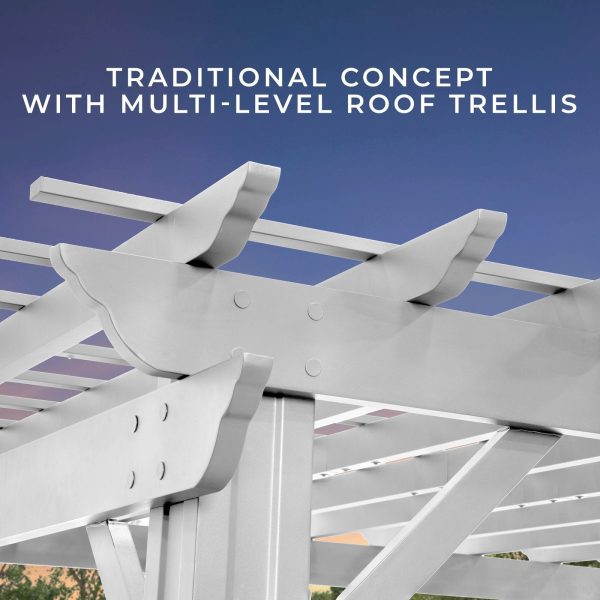 14×10 Hawthorne Traditional Steel Pergola With Sail Shade Soft Canopy - Image 12