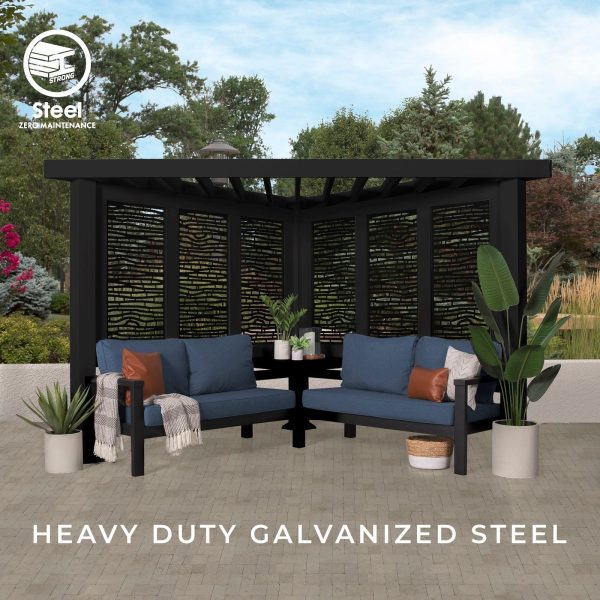 Glendale Modern Steel Cabana Pergola with Conversational Seating - Image 9