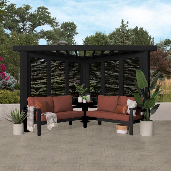 Glendale Modern Steel Cabana Pergola with Conversational Seating - Image 3