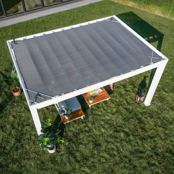 14×10 Windham Modern Steel Pergola With Sail Shade Soft Canopy - Image 16