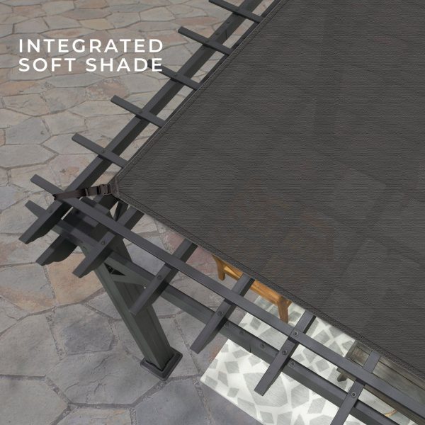 14×10 Stratford Traditional Steel Pergola With Sail Shade Soft Canopy - Image 7