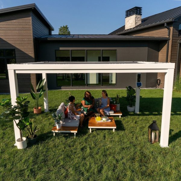 14×10 Windham Modern Steel Pergola With Sail Shade Soft Canopy - Image 10
