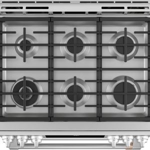Cafe 30" Slide-In Gas Range with Double Oven and Front Controls - Stainless Steel with Brushed Stainless Steel Handles and Knobs - Image 4