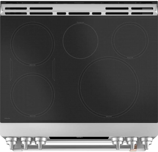 Cafe 30" Slide-In Front Control Induction Double Oven Range - Stainless Steel with Brushed Stainless Steel Handles and Knobs - Image 4