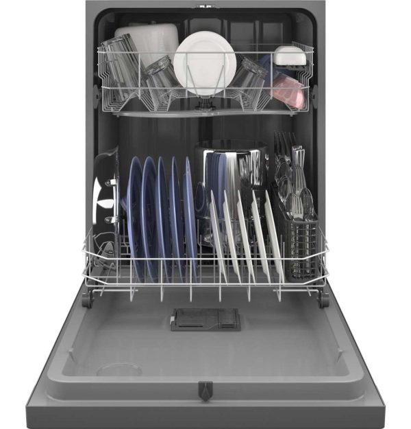 GE 24" Front Control Dishwasher with Steam Sanitize and 4 Wash Cycles - 55 dBa - Stainless Steel - Image 2